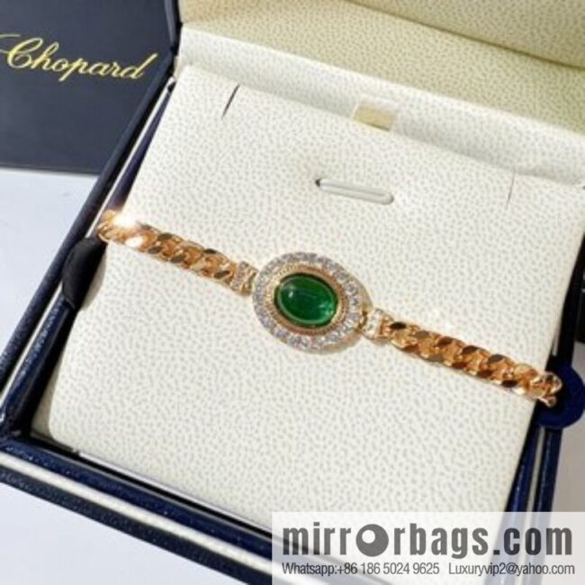Chopard PRECIOUS LACE VAGUE Green diamond necklace bracelet stud earrings