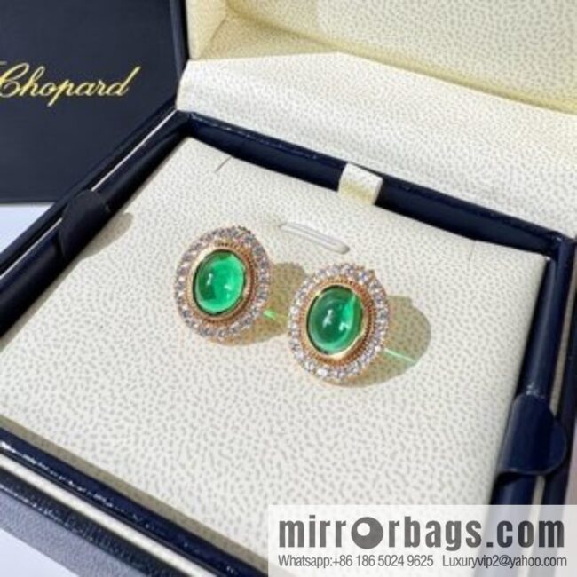 Chopard PRECIOUS LACE VAGUE Green diamond necklace bracelet stud earrings