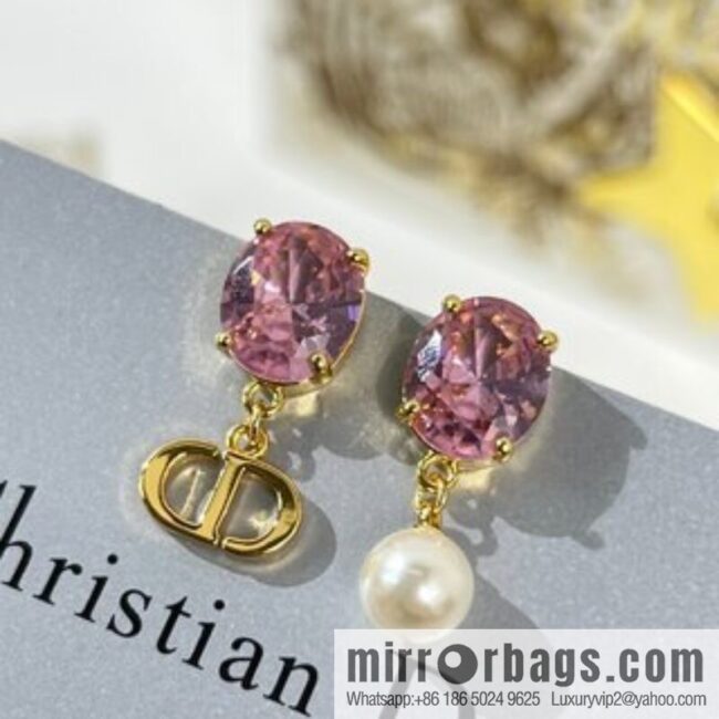New ☑️ Dior CD pearl pink diamond stud earrings