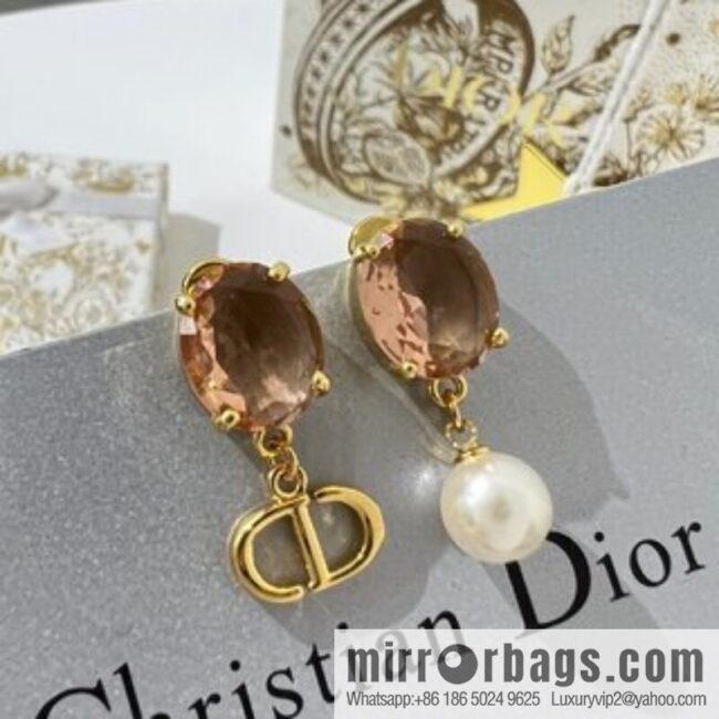 New ☑️ Dior CD pearl pink diamond stud earrings