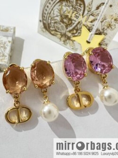 New ☑️ Dior CD pearl pink diamond stud earrings
