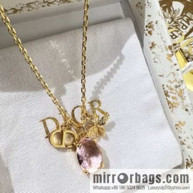 New ☑️ Dior CD pink bee necklace