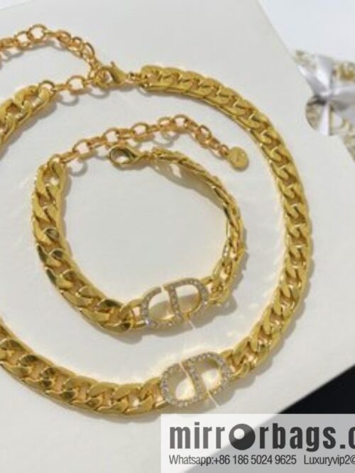 New ☑️ Dior CD gold necklace bracelet