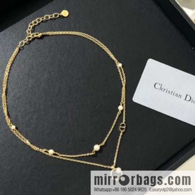 New ☑️ Dior Double Pearl Necklace