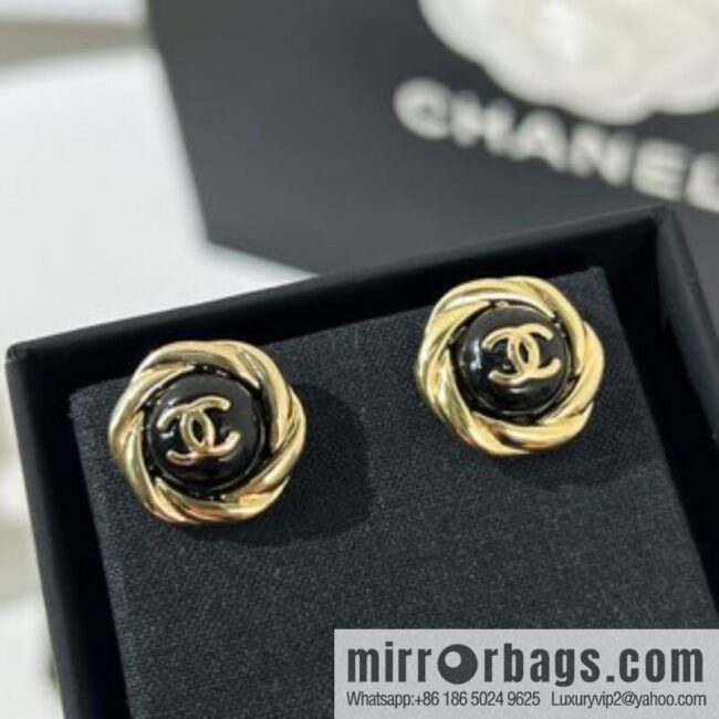 New ☑️ Chanel double c black stud earrings