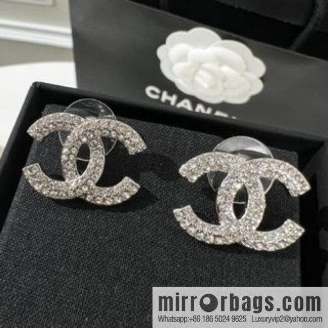 New ☑️ Chanel double c full diamond stud earrings