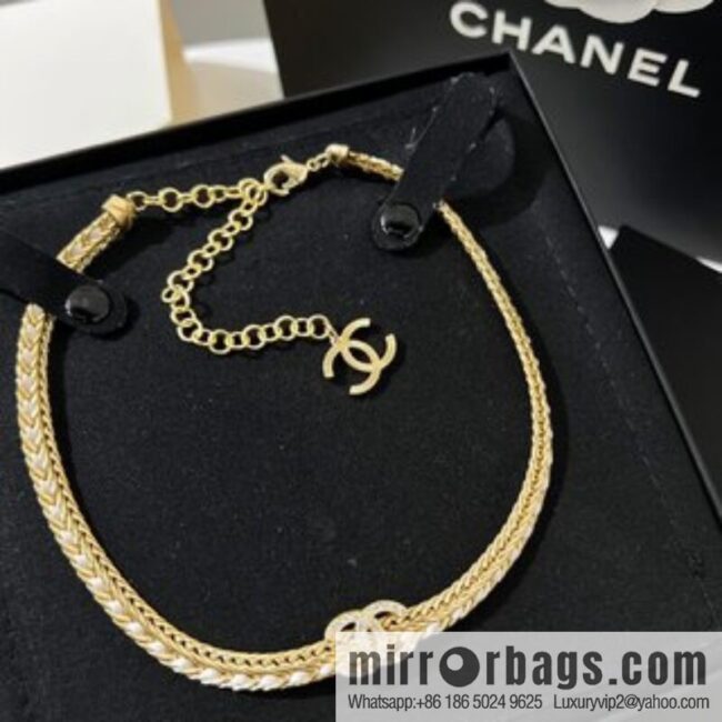 New ☑️ Chanel double c white leather rope necklace necklace
