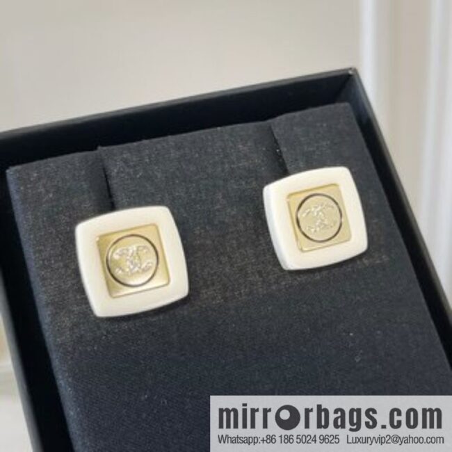 New ☑️ Chanel double c square stud earrings