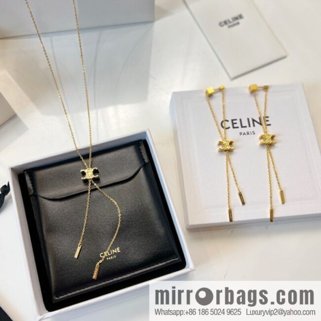 Celine Arc de Triomphe fringed necklace earrings