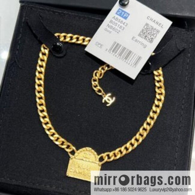 New ☑️ Chanel double c gold bag shopping bag necklace