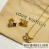 Louis Vuitton lv crystal monogram necklace stud earrings
