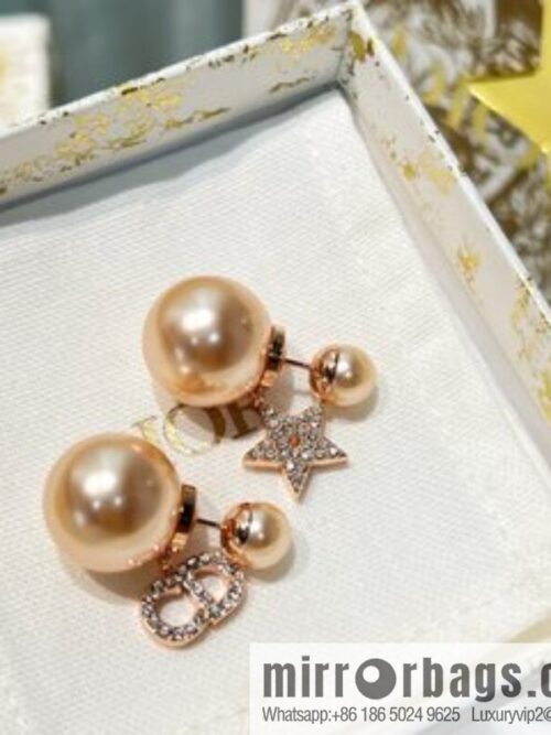 New ☑️ Dior rose gold CD star size pearl stud earrings