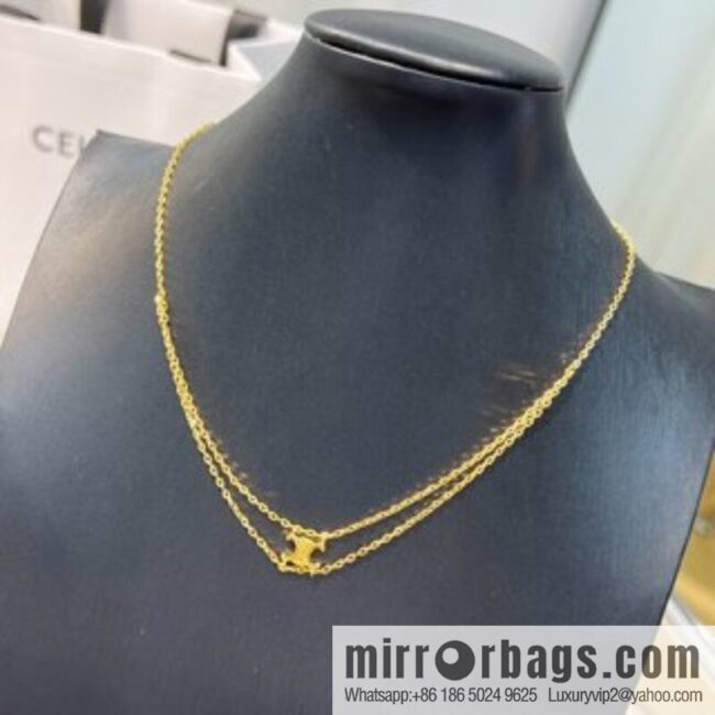 New Celine Arc de Triomphe gold double bracelet necklace