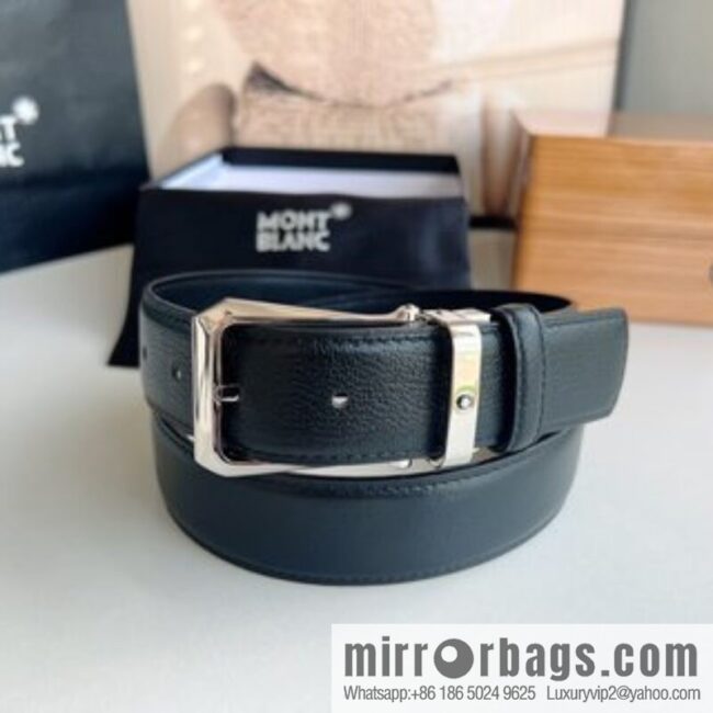 Montblanc, classic white six pointed star capsule metal automatic buckle automatic belt for men