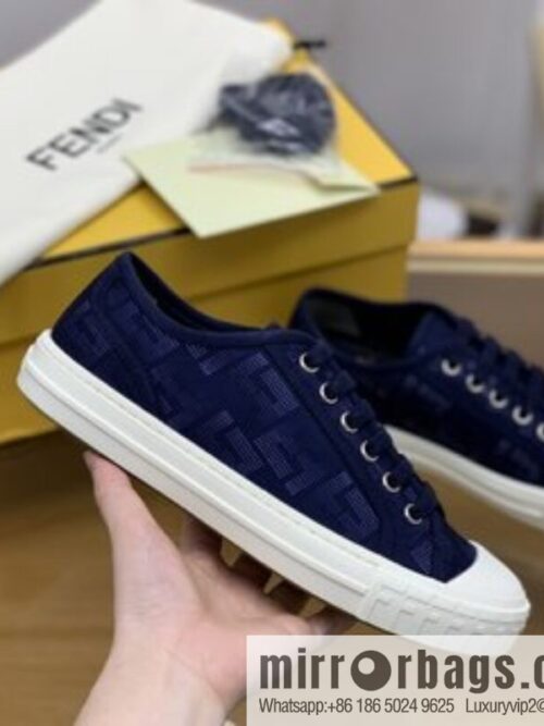 Fendi Fendi, White and Light Grey Jacquard FF Pattern His & Hers Canvas Shoes