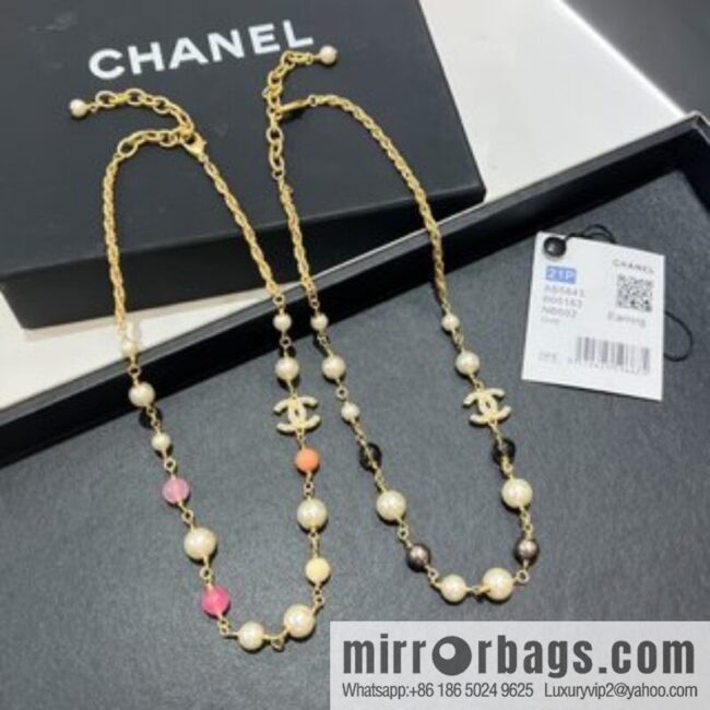 New ☑️ Chanel Double C Color Pearl Necklace