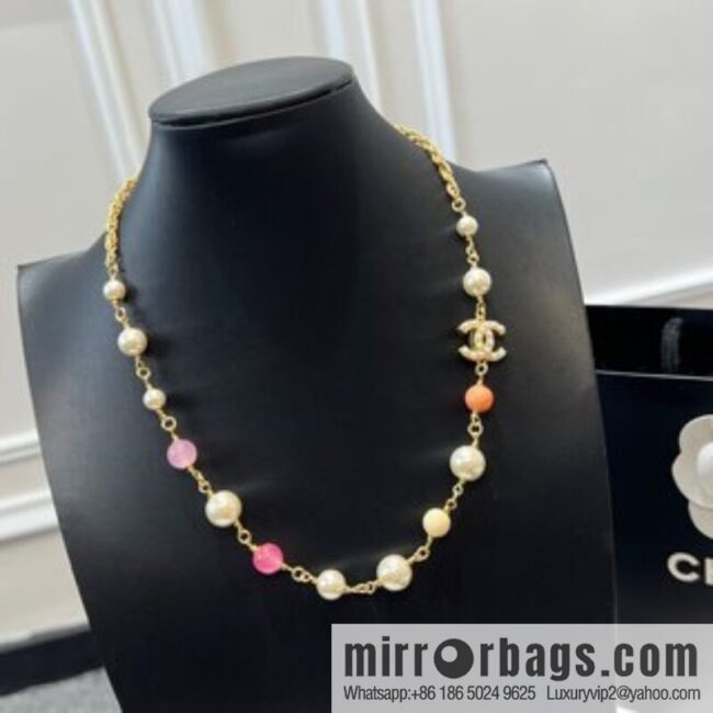 New ☑️ Chanel Double C Color Pearl Necklace