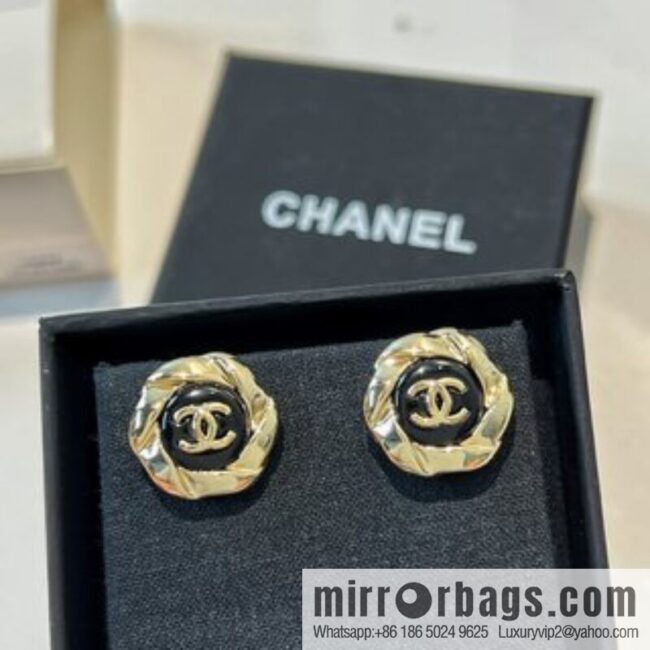 New ☑️ Chanel double c black stud earrings