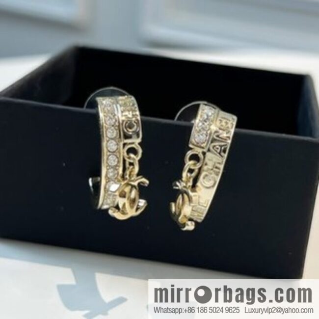 New ☑️ Chanel c2 double c full diamond stud earrings