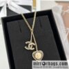 New ☑️ Chanel full diamond peach heart double c necklace