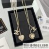 New ☑️ Chanel full diamond peach heart double c necklace