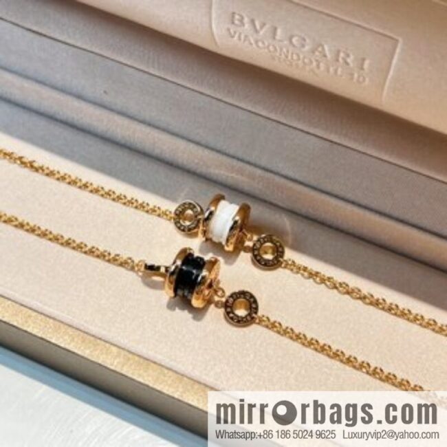 BVLGARI Bulgari mini black and white ceramic necklace bracelet