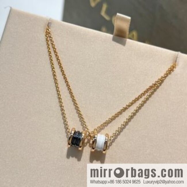 BVLGARI Bulgari mini black and white ceramic necklace