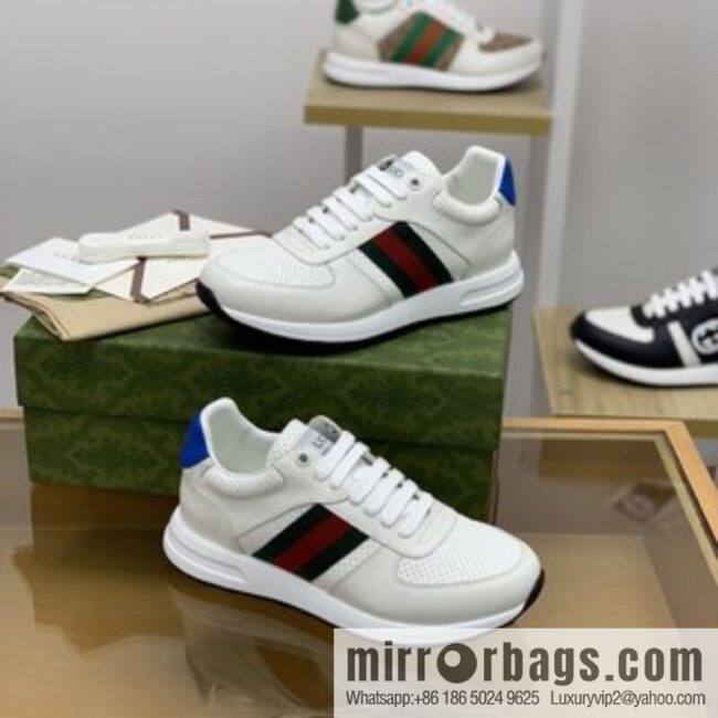 Gucci Gucci uses leather red and green webbing men\'s sports running shoes
