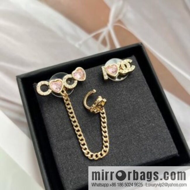 New ☑️ Chanel c1 double c pink peach heart earrings