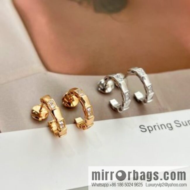 BVLGARI Bulgari SERPENTI VIPER series latest interval drill snake bone stud earrings