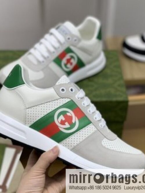 Gucci Gucci red and green webbing color matching double G men\'s sports running shoes