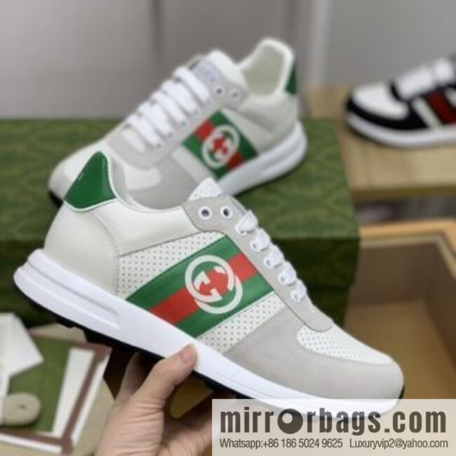 Gucci Gucci red and green webbing color matching double G men\'s sports running shoes