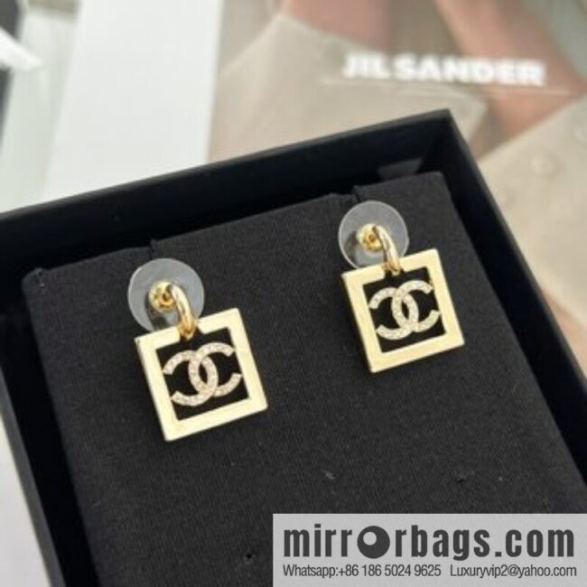 New ☑️ Chanel double c square stud earrings