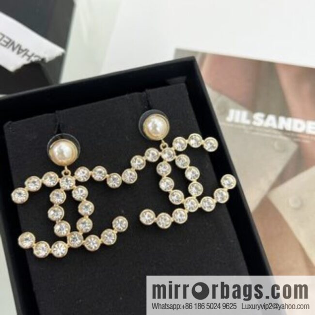 New ☑️ Chanel c2 double c full diamond stud earrings