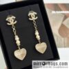 New ☑️ Chanel c2 double c peach heart love pearl stud earrings