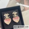New ☑️ Chanel c2 double c peach heart love stud earrings