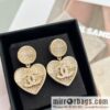 New ☑️ Chanel c2 double c peach heart love stud earrings