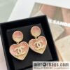 New ☑️ Chanel c2 double c peach heart love stud earrings