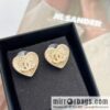 New ☑️ Chanel c1 double c peach heart love stud earrings