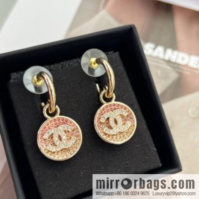 New ☑️ Chanel c2 double c round full diamond stud earrings