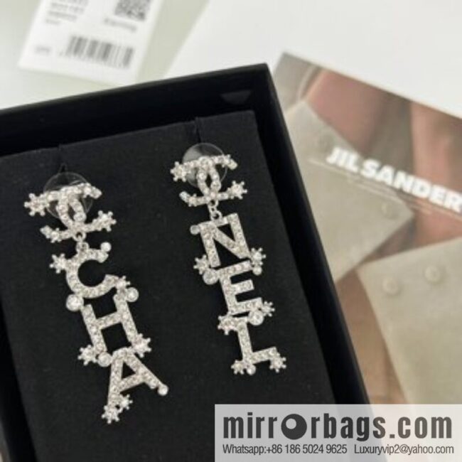 New ☑️ Chanel double c full diamond letter earrings