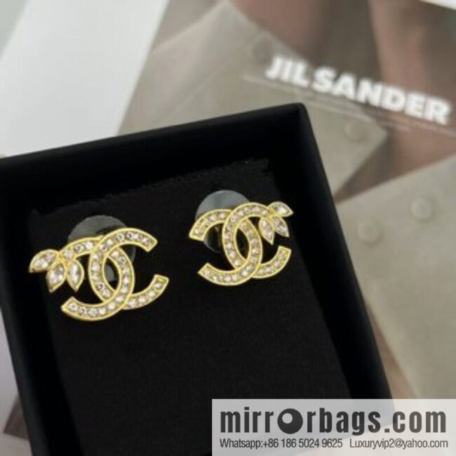 New ☑️ Chanel gold double c wheat stud earrings