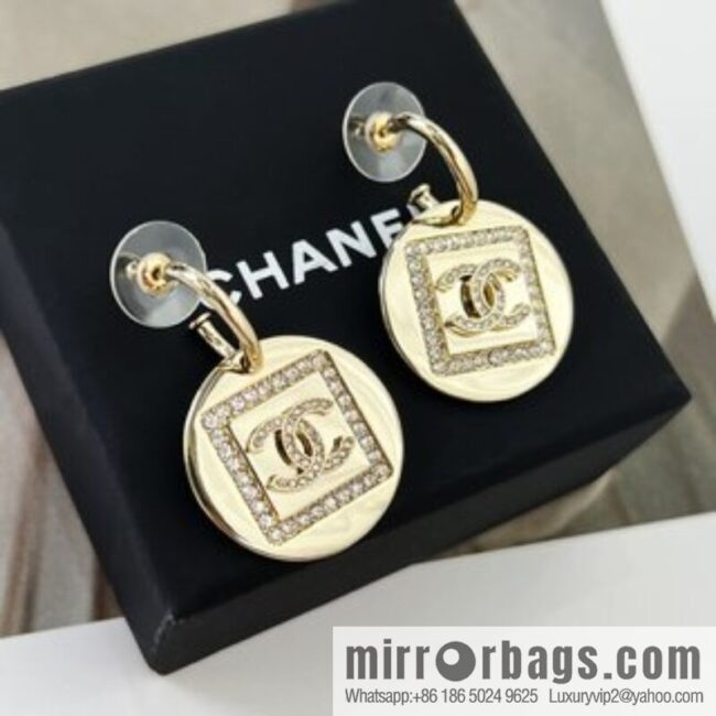 New ☑️ Chanel c2 gold double c round stud earrings
