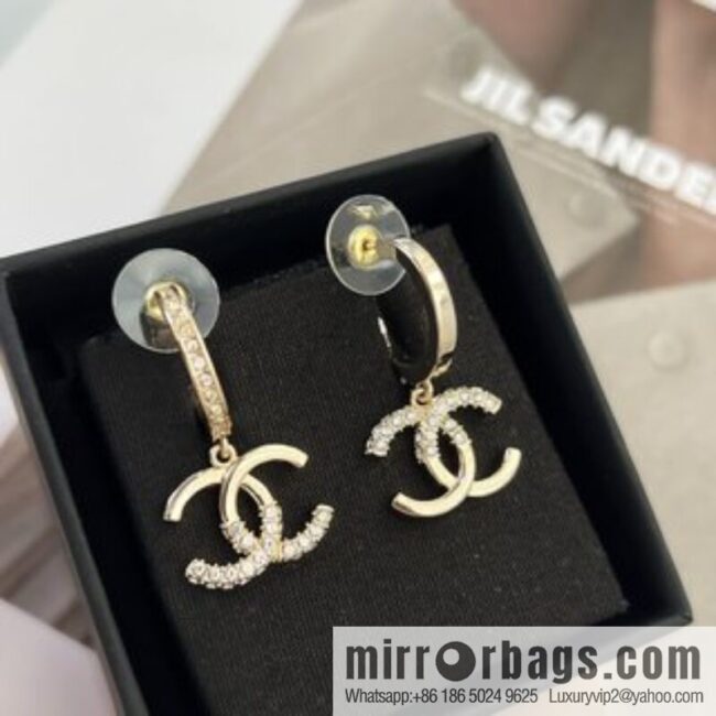 New ☑️ Chanel c2 double c half diamond stud earrings