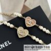New ☑️ Chanel double c peach heart love full diamond pearl bracelet