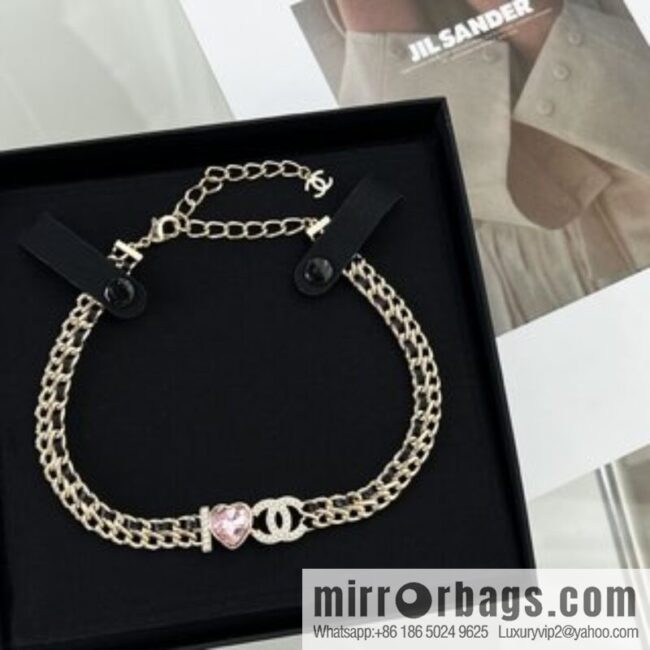 New ☑️ Chanel double c love black leather rope necklace