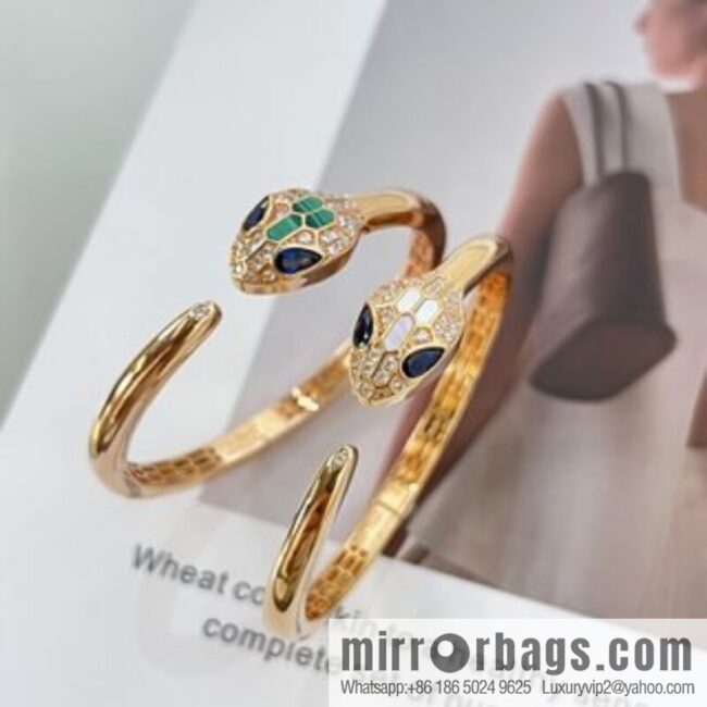 Bulgari BVLGARI Latest Collection Serpenti Malachite, White Fritillary, Snake, Snake Bracelet
