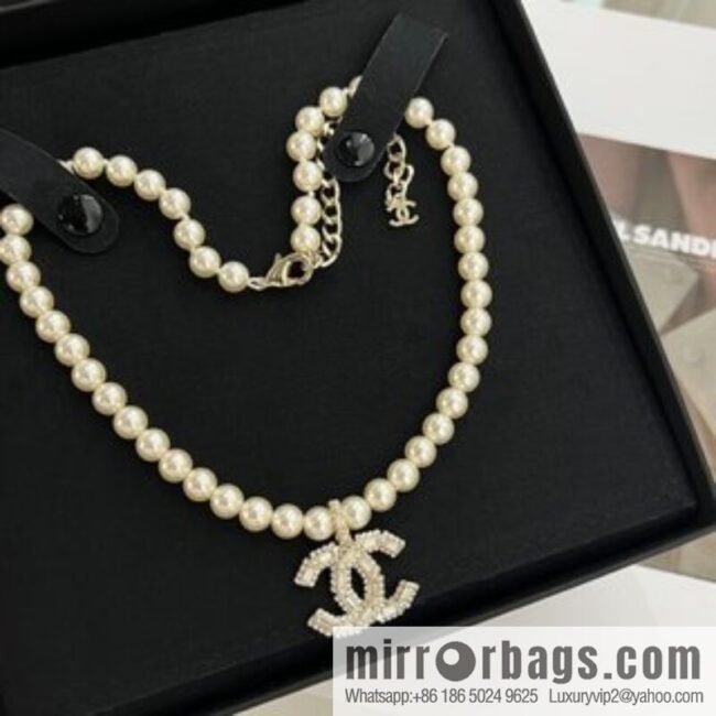 New ☑️ Chanel 100th Anniversary Full Diamond Pearl Necklace