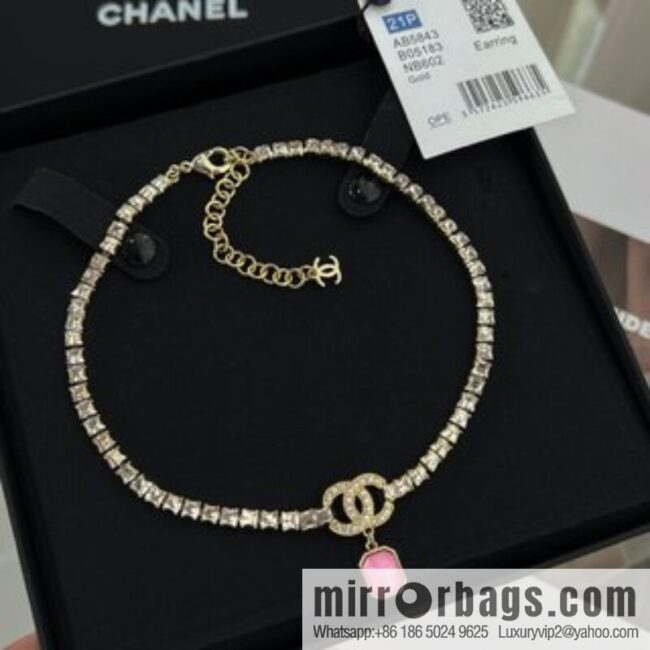 New ☑️ Chanel double c pink gemstone full diamond necklace