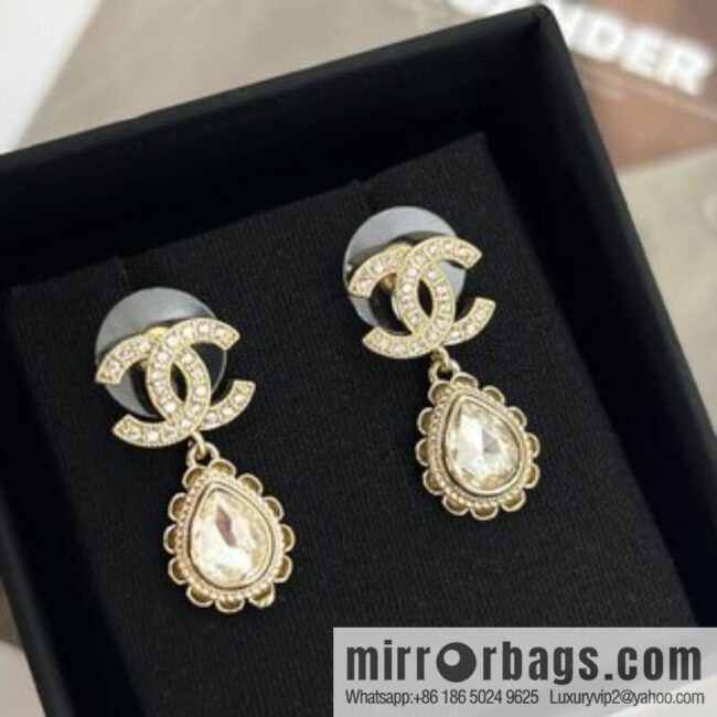 New ☑️ Chanel double c water drop stud earrings